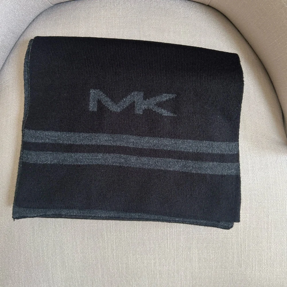 Michael Kors Black Knit Scarf with MK Logo